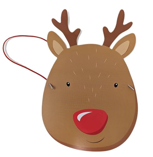 “Pin the Nose on Rudolph” Christmas Party Game for Kids – Poster, Blindfold, 15 Nose Stickers & Winner Stickers (60 × 40 cm)