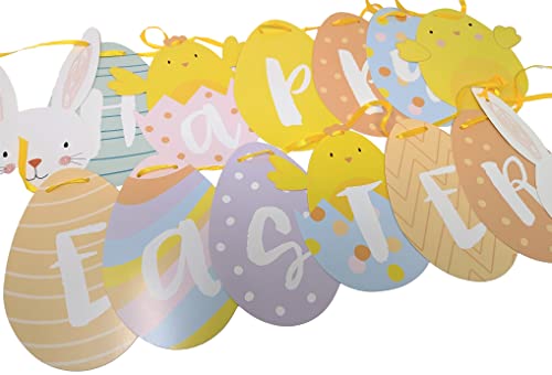 'Happy Easter' Premium Banner - Printed on Card, Pre-Threaded - 2 Meters