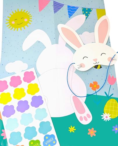 YLAB Easter Pin the Tail on the Bunny Game - Printed on Card, Mask & Stickers - Eco Packaging