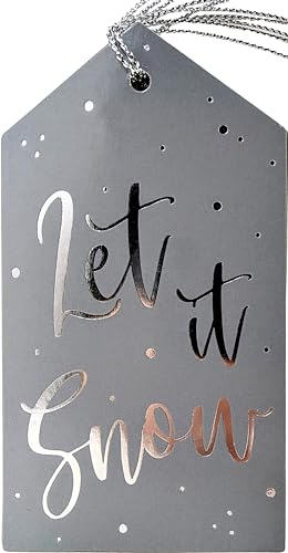 20 Luxury Silver Christmas Tags with Foil Design – 11.5 x 6.2cm – Snowflake & Star Patterns – Pre-Attached Silver Strings – Premium Holiday Present Tags for Xmas Wrapping & Gift Bags