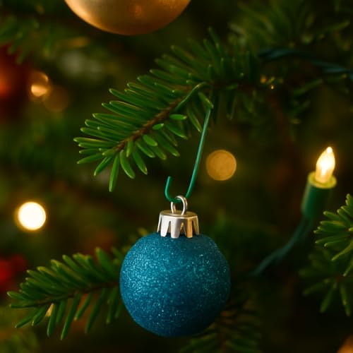 YLAB 300 Green Bauble Hooks – Ornament Hangers for Christmas Tree Decorations – Assorted Sizes 3.5cm & 6cm – Strong, Reusable Wire Hooks for Hanging Baubles, Ornaments & Festive Décor