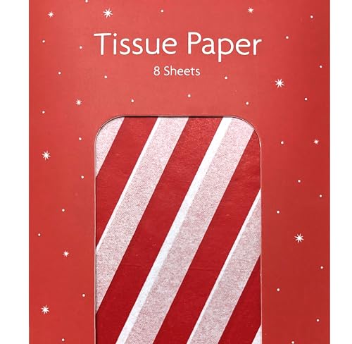 Christmas Tissue Paper β 8 Sheets (4 Red + 4 Candy Cane Stripe) β 70 x 50 cm β Recyclable Gift Wrapping & Craft Paper