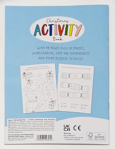Christmas Activity Book Bundle (3 Pack) β Colouring, Dot to Dot & Puzzle Fun for Kids (48 Pages Each, A4 & Compact Sizes)