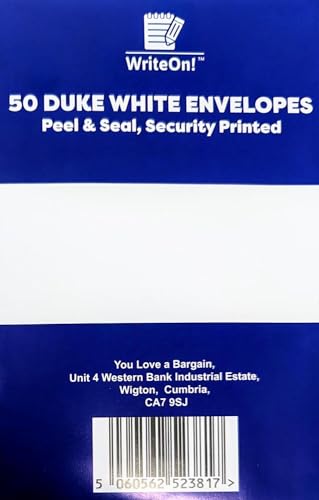 50 Small White Envelopes – 143 x 95mm – Peel & Seal – 80gsm – Security Printed Interior – For Cheques, Cash & Vouchers