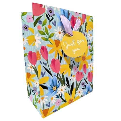 2 Luxury Easter Gift Bags - Medium: 23x18x10.2cm (Spring Flowers)