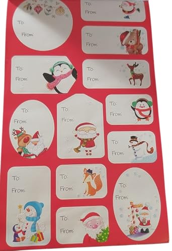 150 Glitter Gift Labels/Stickers - Traditional Christmas Designs
