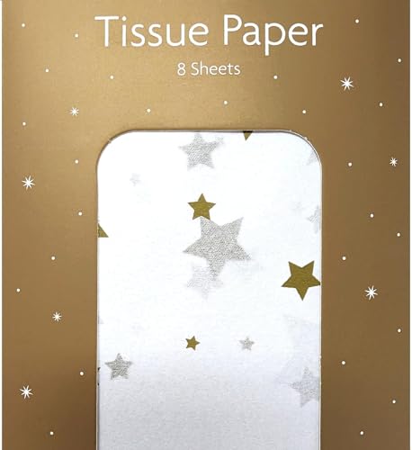 Gold & Star Print Tissue Paper β 8 Sheets β 70 x 50cm β Recyclable Gift Wrap for Christmas, Birthdays, Weddings & Crafts