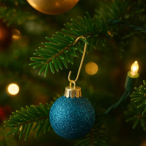 YLAB 300 Gold Bauble Hooks for Christmas Tree Decorations – Assorted Sizes 3.5cm & 6cm – Metal Ornament Hangers with Loop Design – Durable Gold Hooks for Hanging Baubles, Decorations & Ornaments