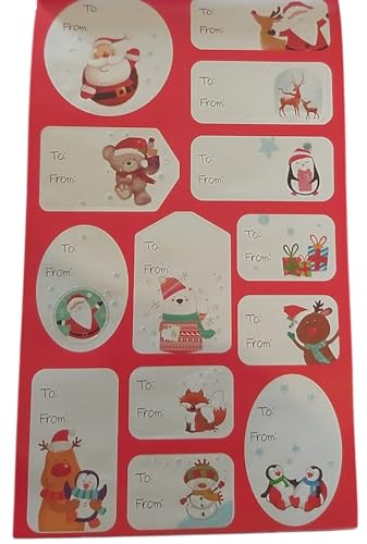 150 Glitter Gift Labels/Stickers - Traditional Christmas Designs