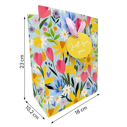 2 Luxury Easter Gift Bags - Medium: 23x18x10.2cm (Spring Flowers)