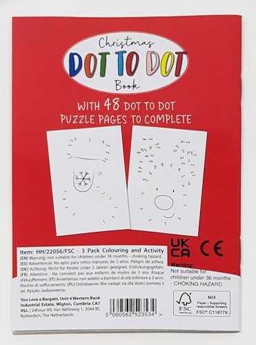 Christmas Activity Book Bundle (3 Pack) β Colouring, Dot to Dot & Puzzle Fun for Kids (48 Pages Each, A4 & Compact Sizes)