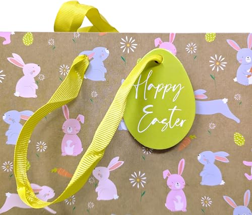 2 Luxury Easter Gift Bags - Medium: 23x18x10.2cm (Kraft) - You Love a Bargain