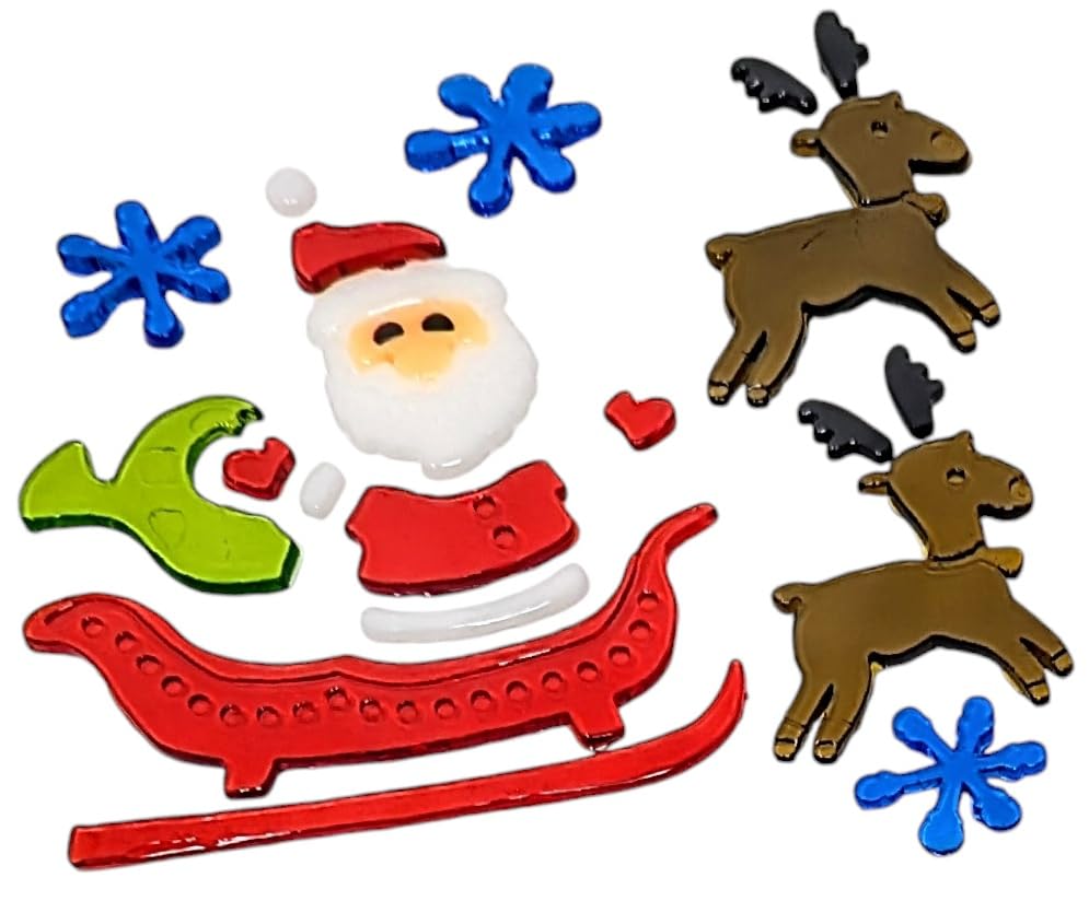 4 Sheet Christmas Gel Window Clings β Santa, Reindeer, Penguin & Polar Bear β Reusable Decoration Stickers β 20 Γ 20 cm Sheets