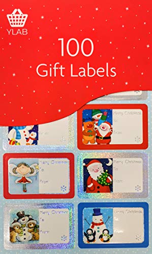 100 Holographic Christmas Gift Label Stickers β Mixed Sizes (4β6cm) β Peel & Stick Festive Name Tags for Wrapping Presents