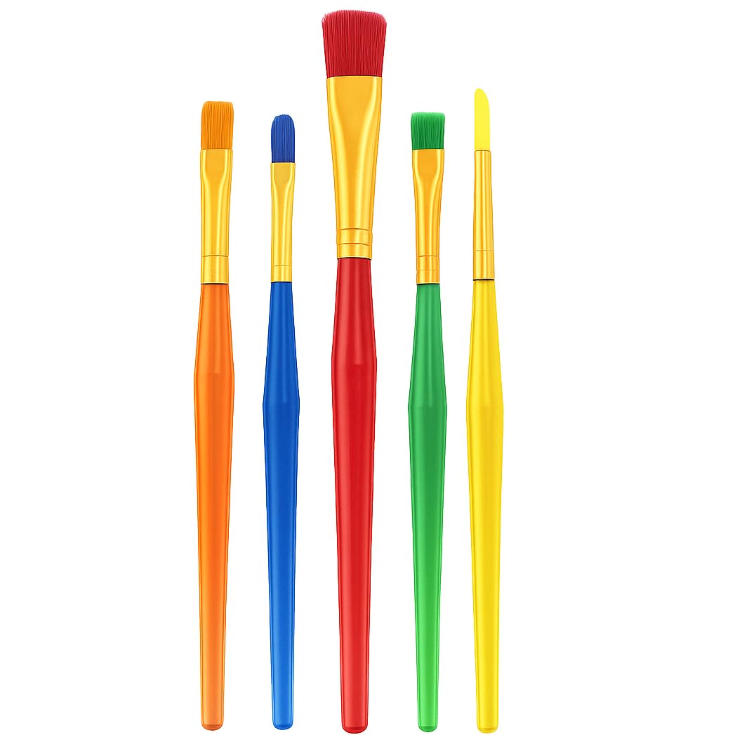 5-Piece Kids Paint Brush Set β Assorted Sizes & Colours β Art & Craft Brushes for Children