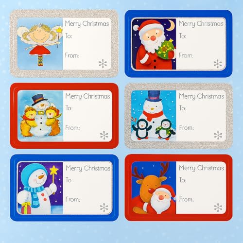 100 Holographic Christmas Gift Label Stickers β Mixed Sizes (4β6cm) β Peel & Stick Festive Name Tags for Wrapping Presents