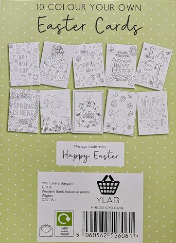 10 Colour Your Own Easter Cards with Envelopes - Craft - Eco Packaging