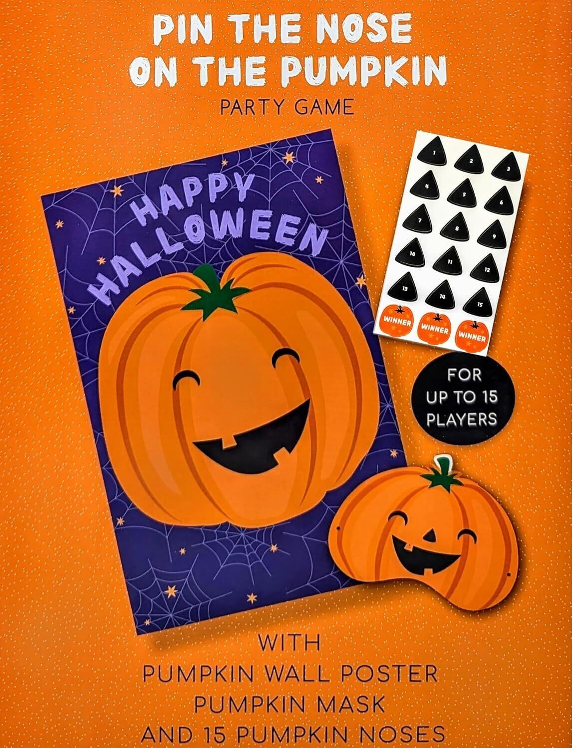 Halloween Party Game for Kids – Pin the Nose on the Pumpkin, Vampire or Skeleton