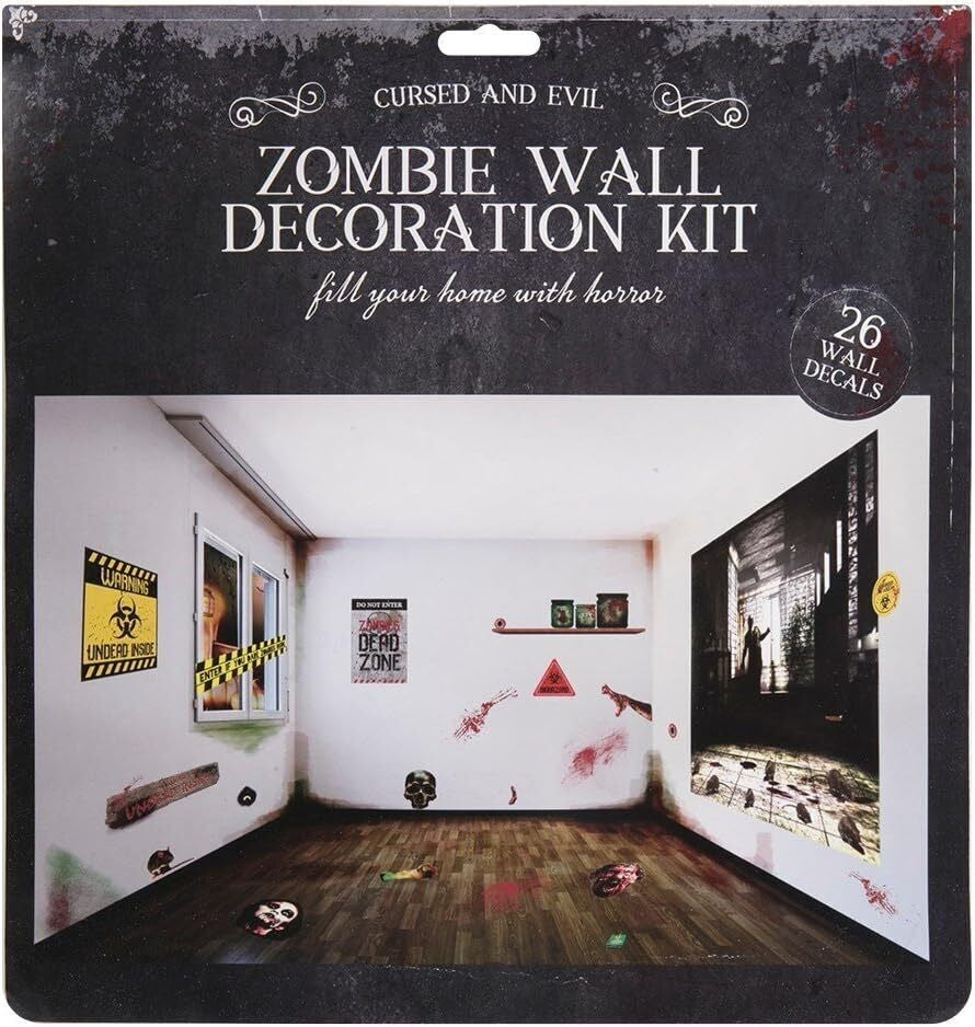 Zombie Halloween Wall Decoration Kit - 26 Wall Decal Stickers