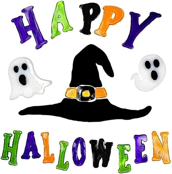 Halloween Gel Window Stickers – 16 Assorted Designs – Reusable Gel Clings for Wi
