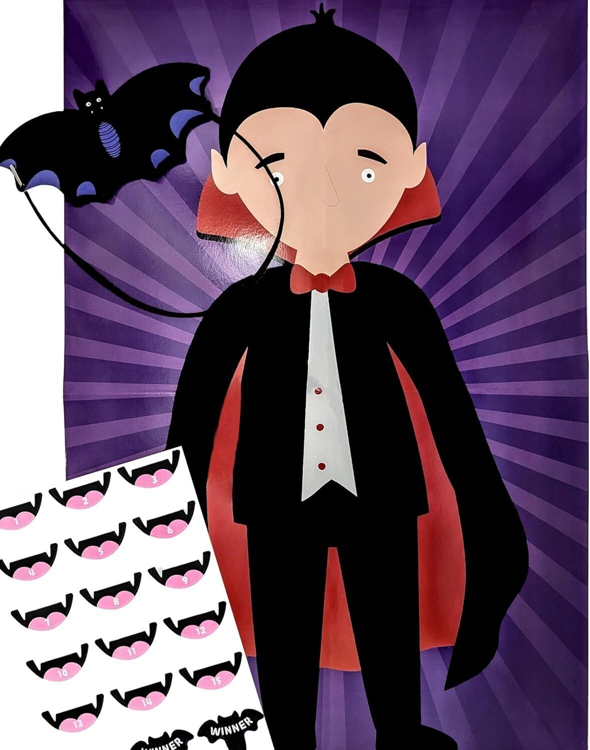 Halloween Party Game for Kids – Pin the Nose on the Pumpkin, Vampire or Skeleton