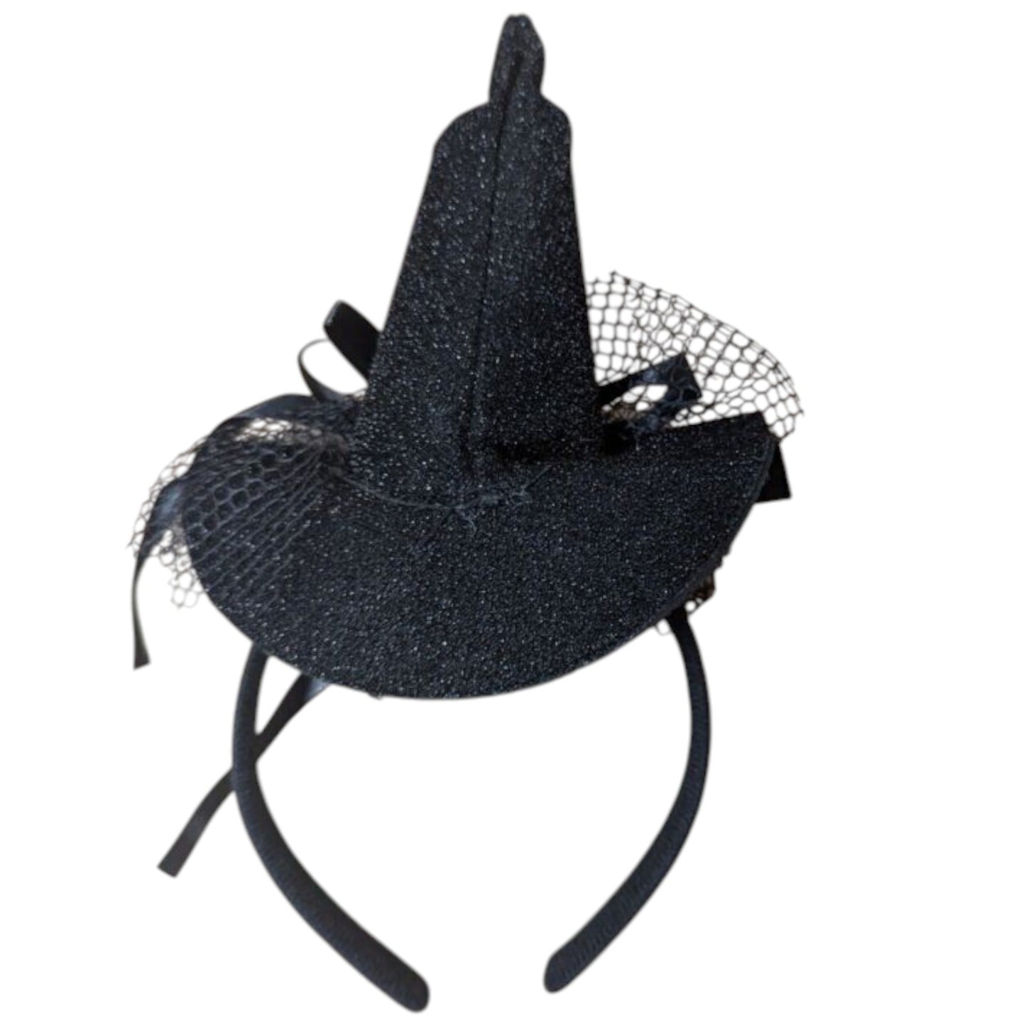 Witch Hat Headband – Black Sparkly Halloween Costume Accessory - UK SELLER