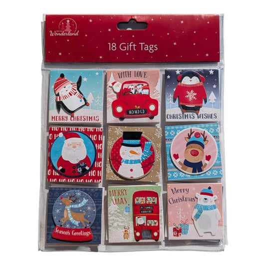 18 Mini Christmas Cards with 3D Festive Characters – Folding 5.5cm Cards – Plain