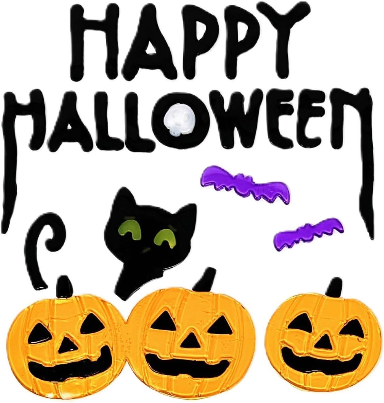 Halloween Gel Window Stickers – 16 Assorted Designs – Reusable Gel Clings for Wi