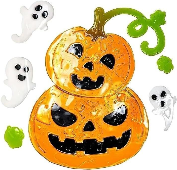 Halloween Gel Window Stickers – 16 Assorted Designs – Reusable Gel Clings for Wi