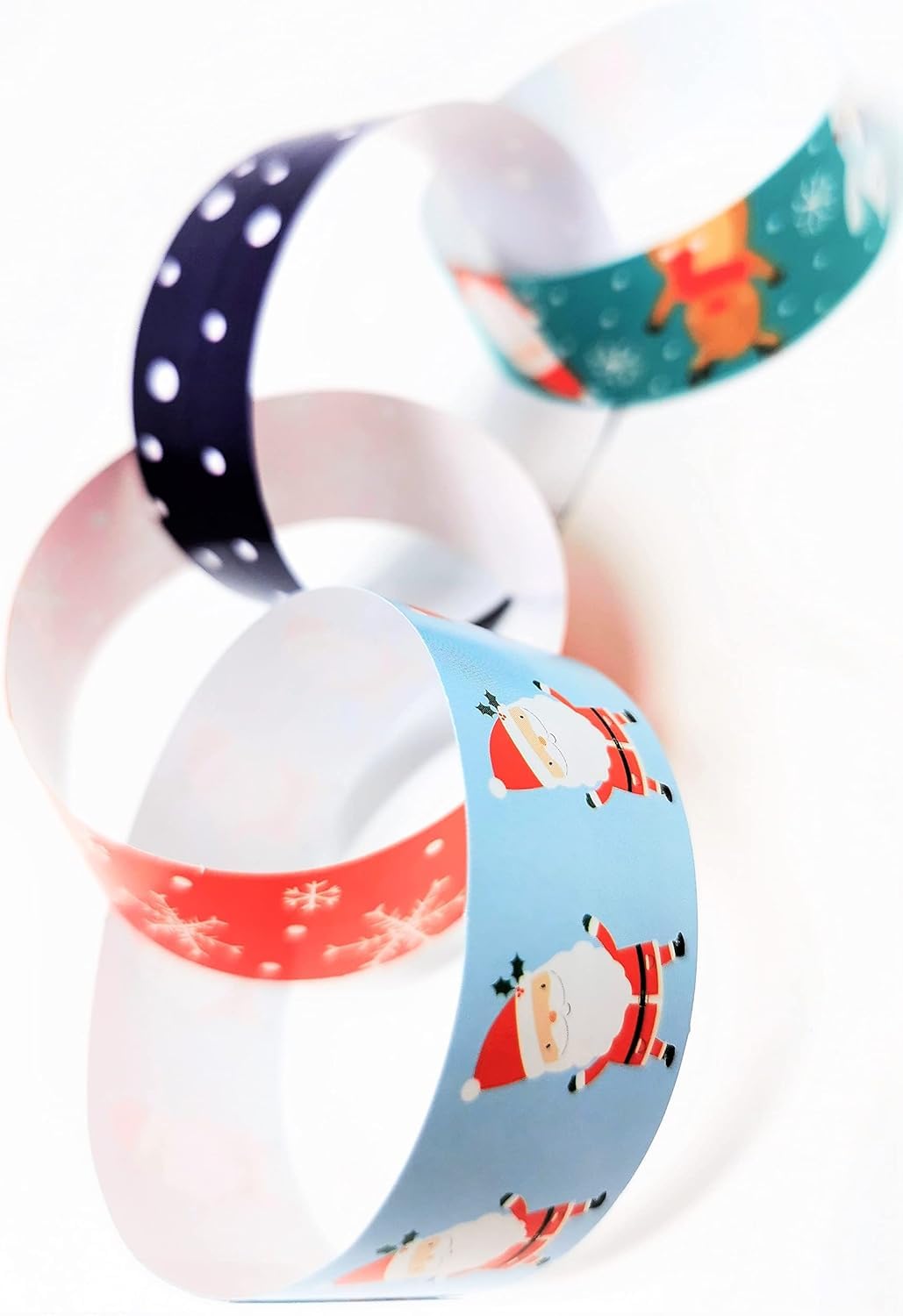 240 Christmas Cute Paper Chains - 3 Packs of 80 - Easy to Assemble: Peel and Seal