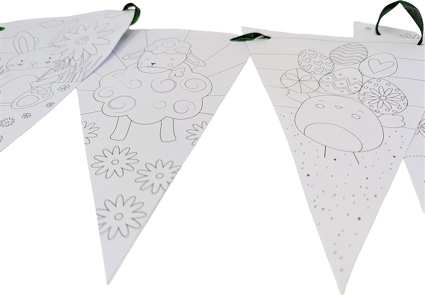 Colour Your Own Easter Flag Bunting – DIY Easter Craft Kit for Kids & Adults | 2m Customisable Bunting with 8 Paper Flags & Colouring Pencils | Fun Easter Decoration & Activity