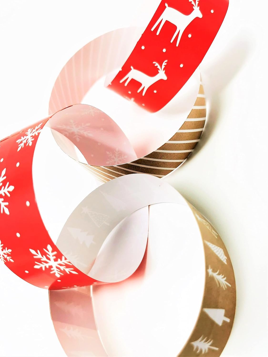 240 Christmas Kraft Paper Chains - 3 Packs of 80 - Easy to Assemble: Peel and Seal