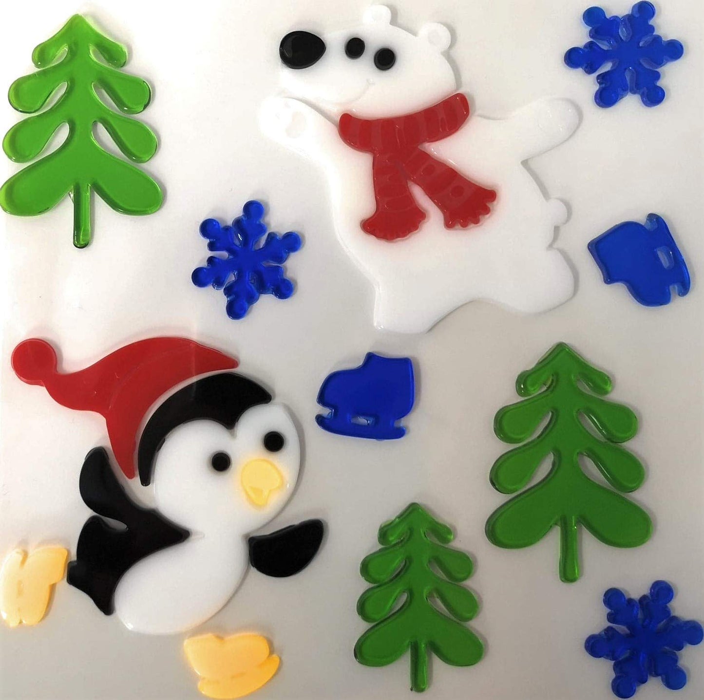 Christmas Window Stickers, 4 Sheets, Christmas Gel Clings (Design 3)