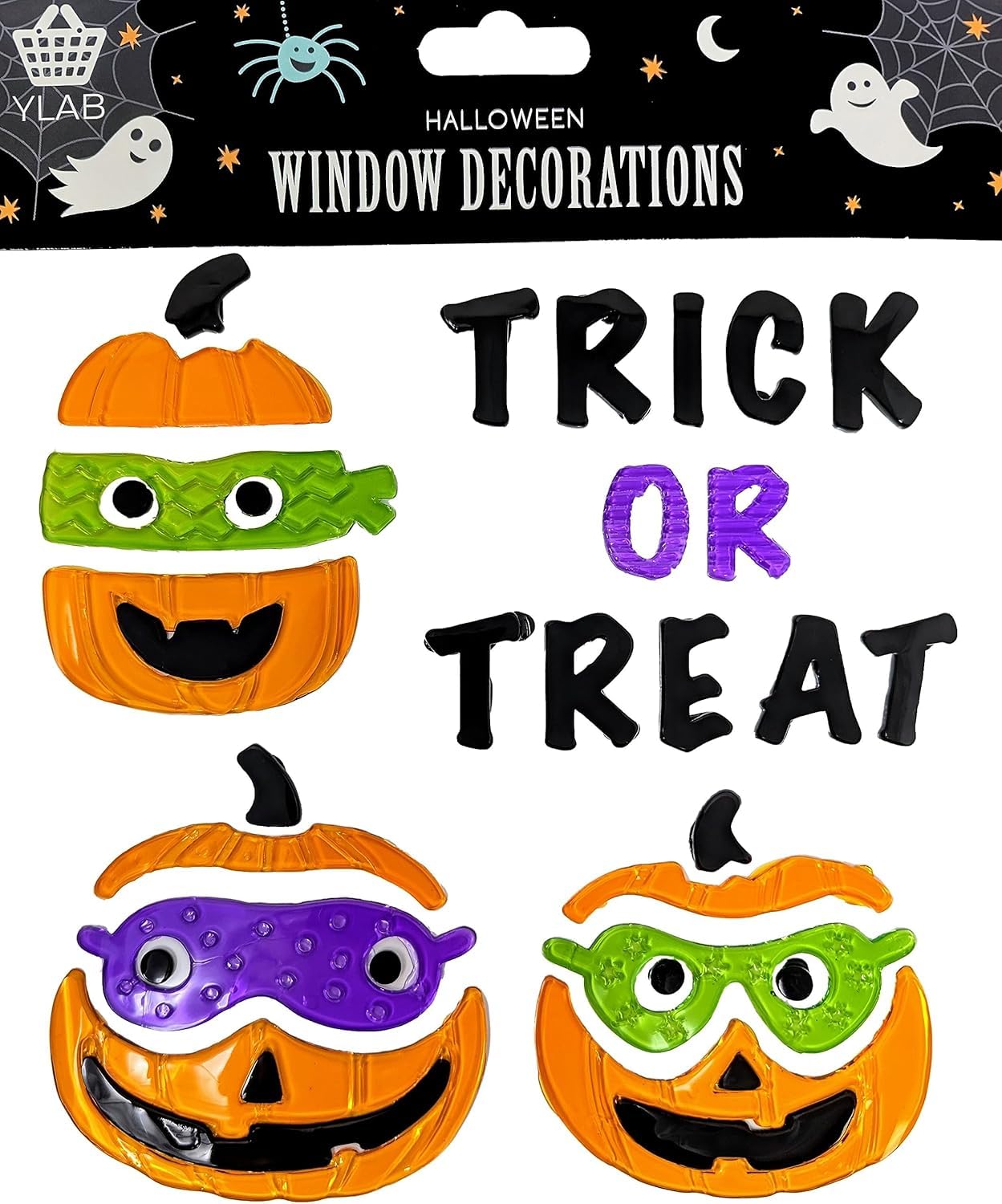Halloween Gel Window Stickers β Pack of 4 Sheets (20 Γ 20 cm) β Pumpkins, Ghosts, Bats & Spiders β Reusable