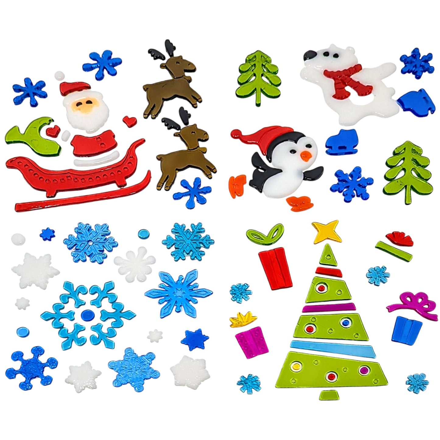 16 Sheets Christmas Window Gel Clings β Festive Reusable Stickers for Windows, Mirrors & Glass β 19Γ19cm