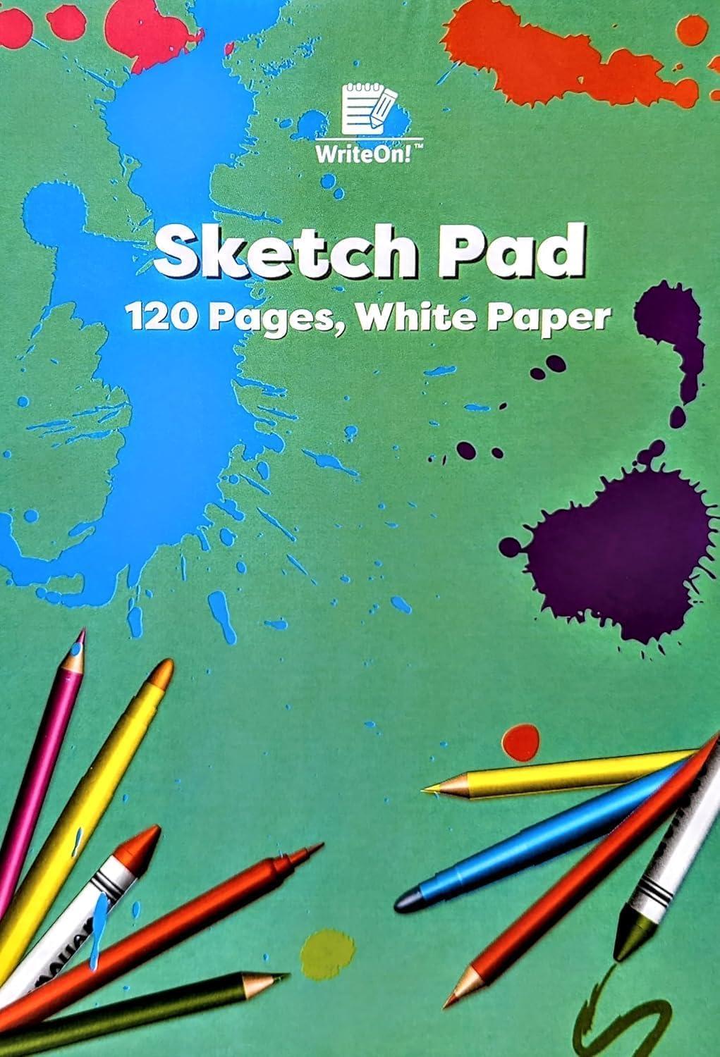 (2 Pack) A4 Artists Sketch Pad - 60 Sheets - 80GSM - White Paper Drawing Book (Purple & Green)