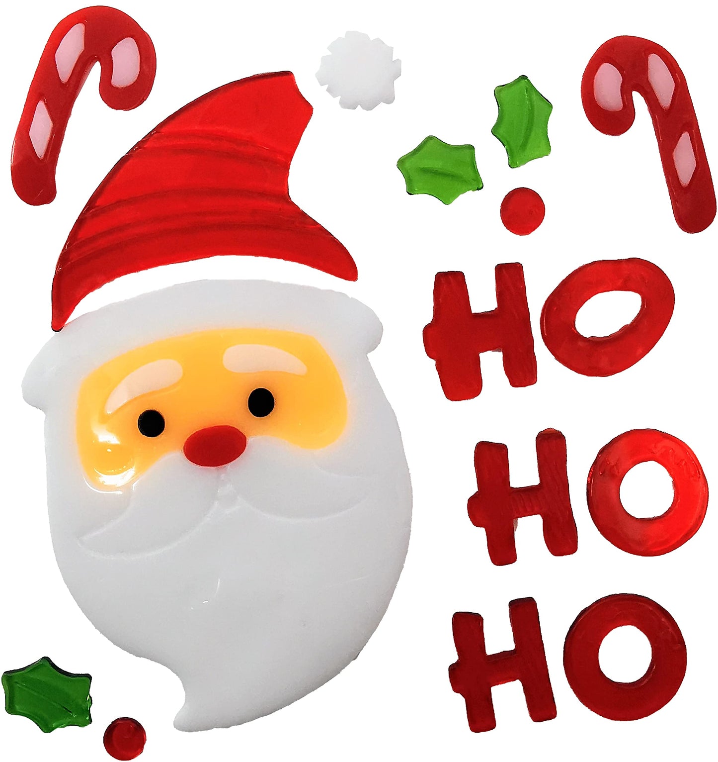 4 Sheets Christmas Gel Window Stickers – Reusable Festive Clings with Santa, Reindeer, Snowflakes & “Ho Ho Ho” (20 × 20 cm Each)