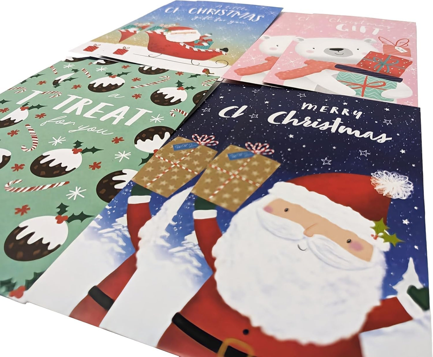 8 Kids Christmas Money Envelopes – Cute Santa & Polar Bear Gift Card or Cash Holders – 4 Fun Festive Designs (2 of Each) – 16 x 9cm – to/from Printed Message Area