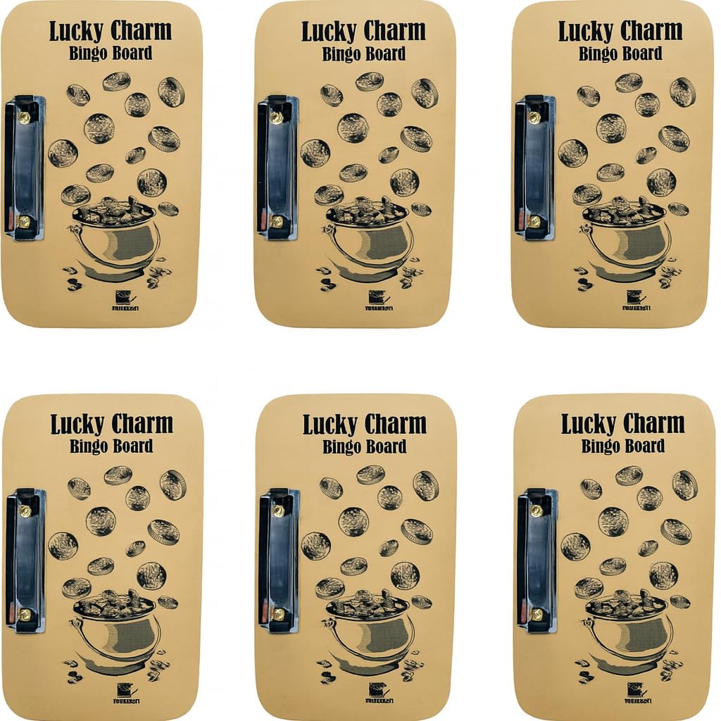 6-Pack Bingo Boards with Metal Clip β 29 x 12cm β Portable & Durable Game Boards