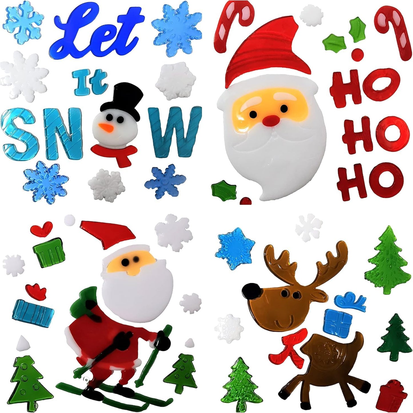 16 Sheets Christmas Window Gel Clings β Festive Reusable Stickers for Windows, Mirrors & Glass β 19Γ19cm