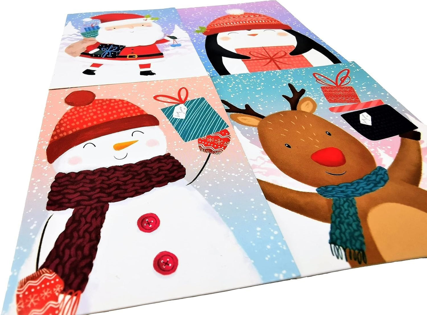 32 Mini Christmas Cards for Kids – Fun Festive Designs with Santa, Snowman, Penguin & Reindeer – With White Envelopes – Perfect for School & Classroom Card Exchange