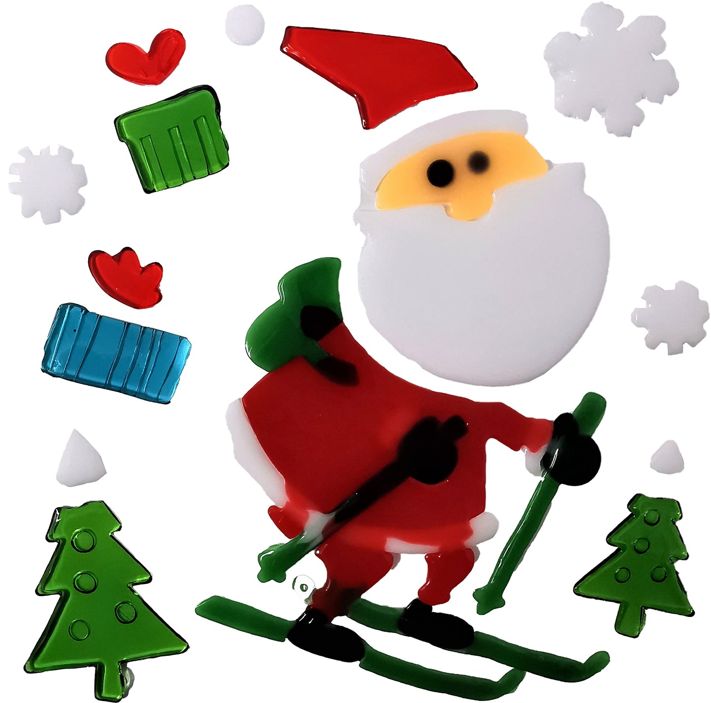 4 Sheets Christmas Gel Window Stickers – Reusable Festive Clings with Santa, Reindeer, Snowflakes & “Ho Ho Ho” (20 × 20 cm Each)