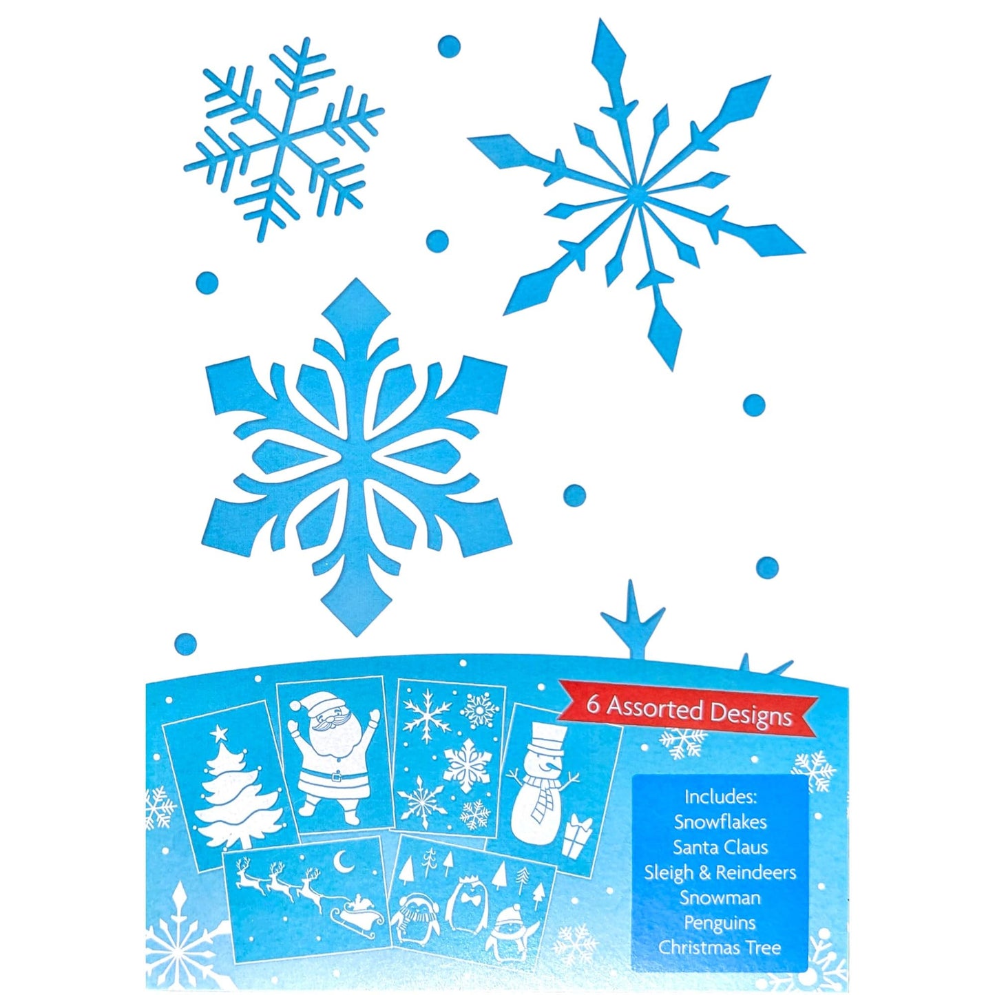 Reusable Christmas Window Stencils β 6 Pack β Large 30 Γ 22 cm β Durable Plastic for Snow Spray & Crafts
