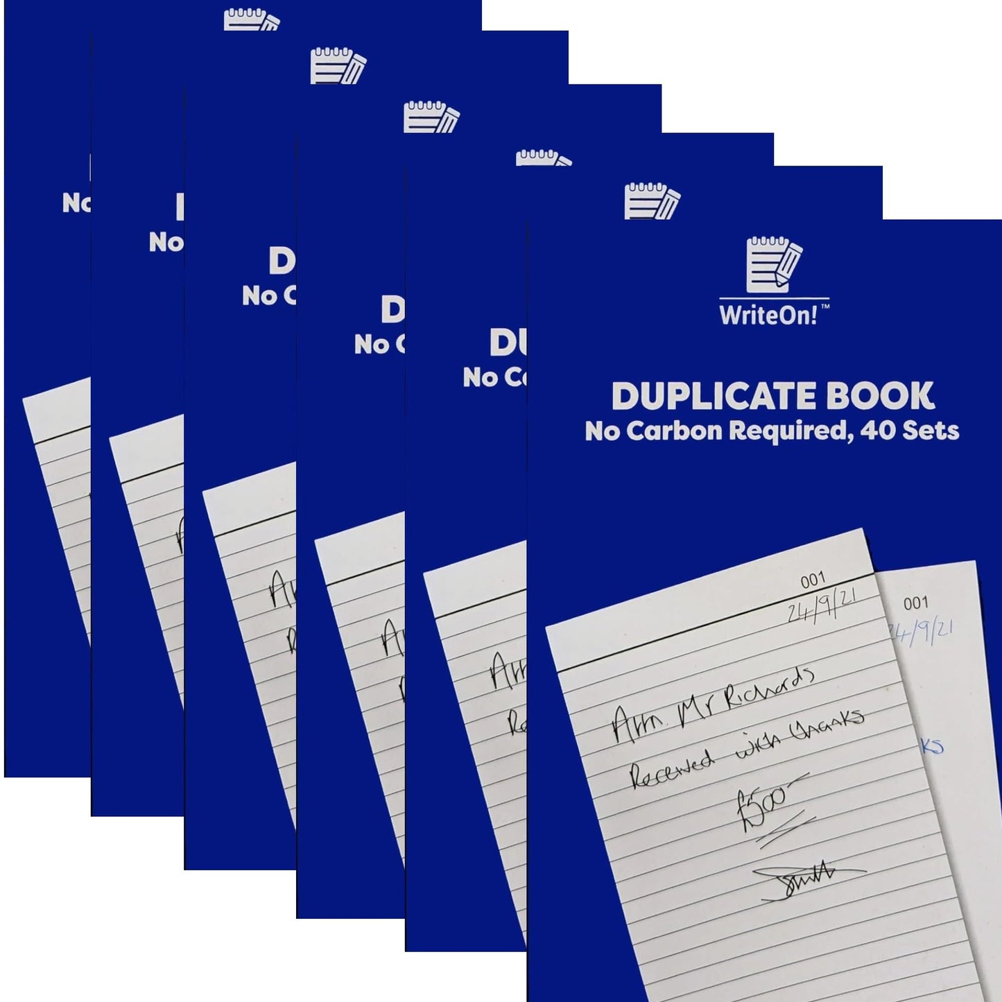 6 Pack A5 Duplicate Books – 240 Numbered NCR Sets with A–Z Index – Invoices, Receipts & Order Pads