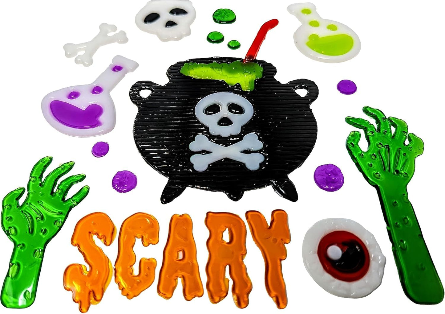 Halloween Gel Window Stickers β Pack of 4 Sheets (20 Γ 20 cm) β Pumpkins, Ghosts, Bats & Spiders β Reusable