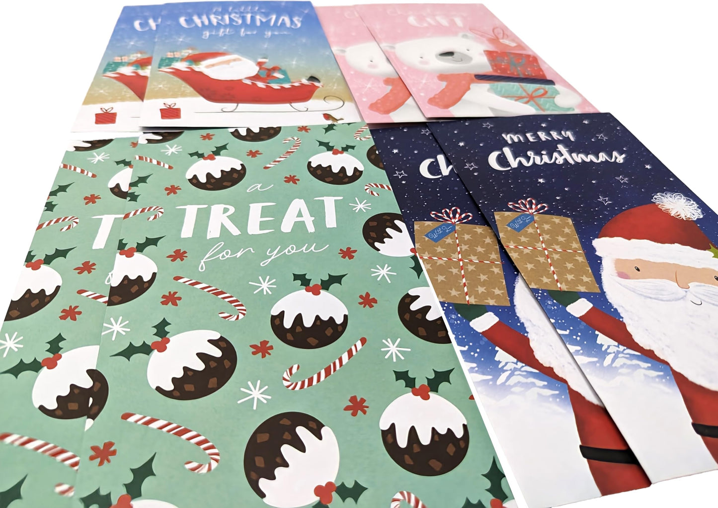8 Kids’ Christmas Money Envelopes – 4 Festive Designs – For Cash, Gift Cards & Vouchers – 16 × 9 cm – To/From Message