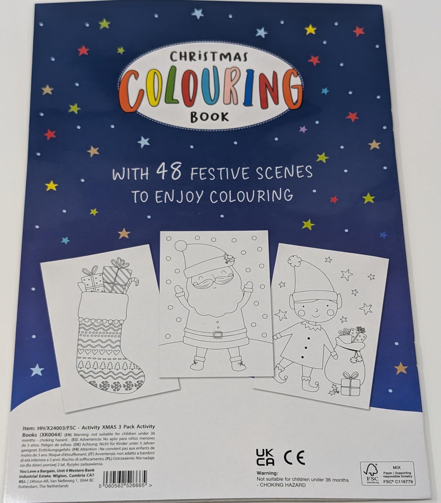 3-in-1 Christmas Activity Book Set – A4 Colouring, Dot to Dot & Puzzle – 3 Books, 48 Pages Each – Eco-Friendly Gift for Kids Ages 3–8