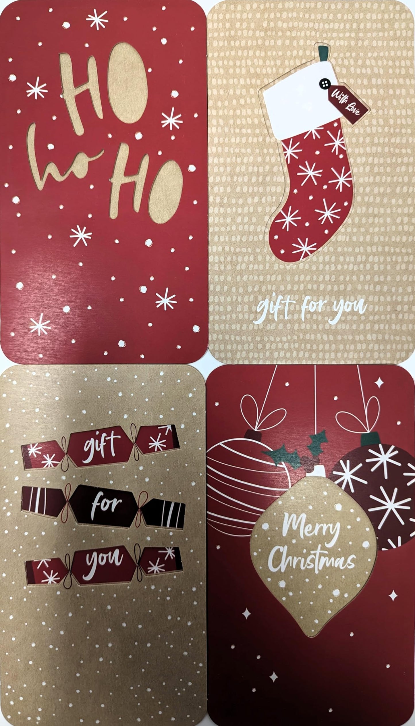 π 4 Christmas Money Wallets with Envelopes β Red & Kraft Designs β Fits Cash, Gift Cards & Vouchers (16 Γ 9 cm)