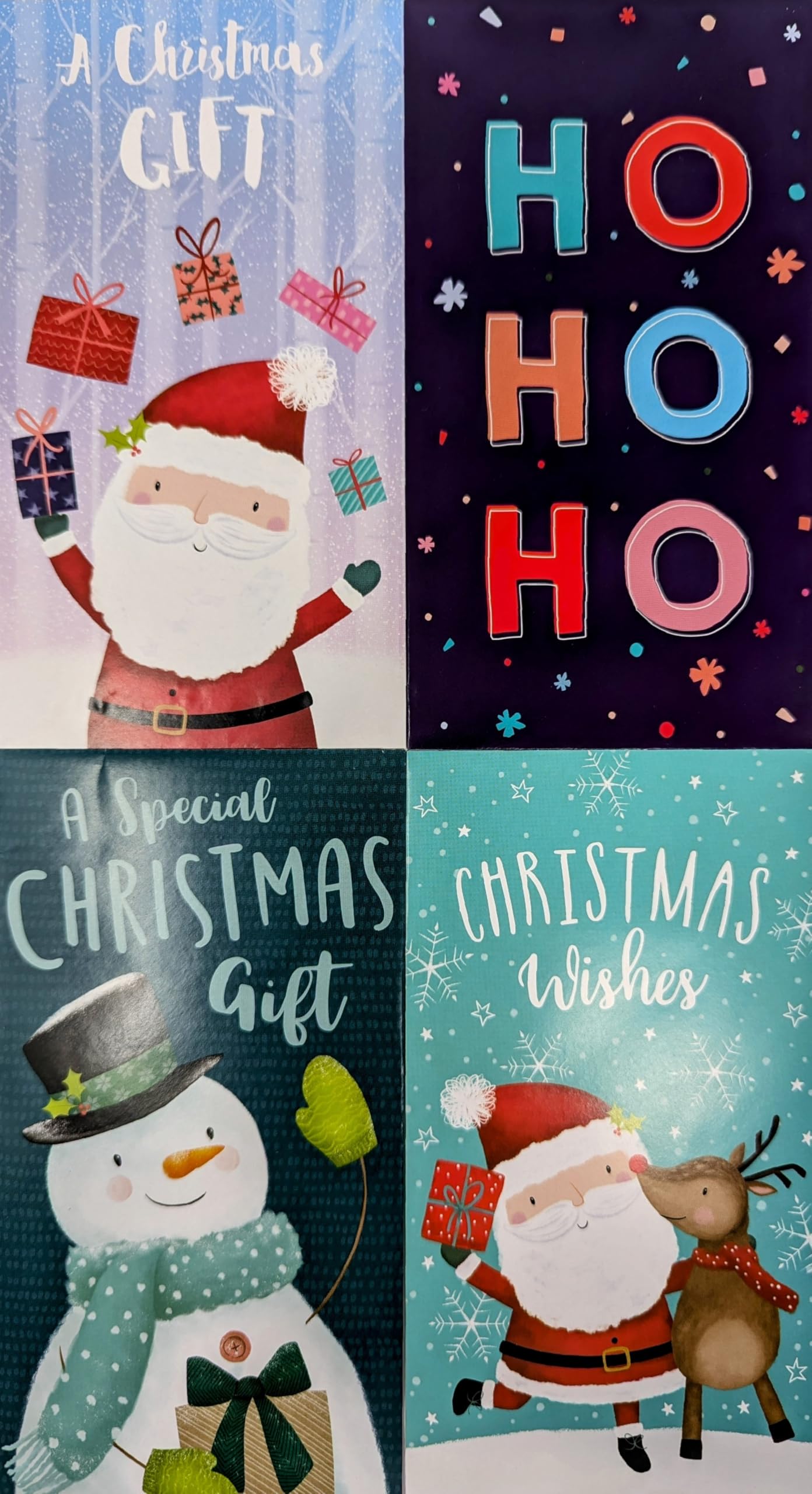 8 Christmas Money Envelopes β Cash & Gift Card Holders β Festive Designs for Kids, Boys & Girls β Santa, Snowman, Reindeer β 16 x 9 cm β Voucher Wallets with to/from Labels β Pack of 8