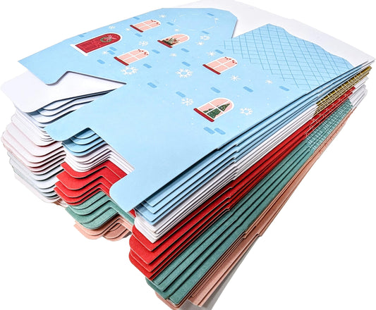 DIY Advent Calendar Kit – 25 Christmas House Boxes to Fill – Gold Number Stickers & String – Reusable Mini Gift Boxes – Make Your Own Advent Calendar - Dimensions per box: 5 x 5 x 8.5 cm